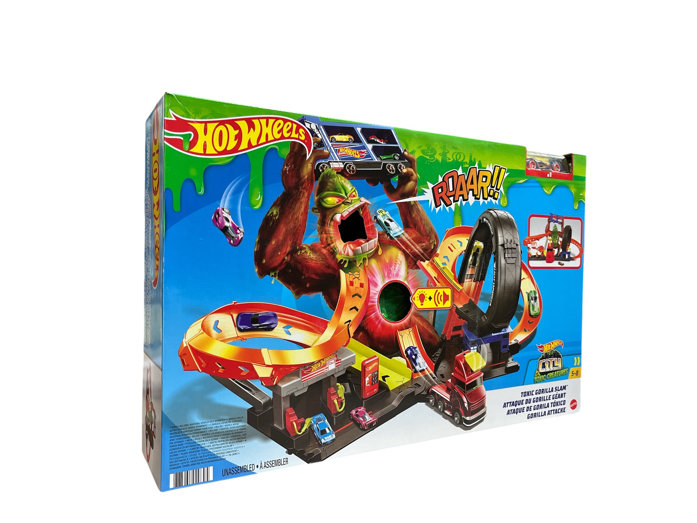 Hot Wheels Thrill Racers Jungle - Macchinina Coccodrillo Scala 1:64, Verde (Modello 3/6 Croc 213/244)